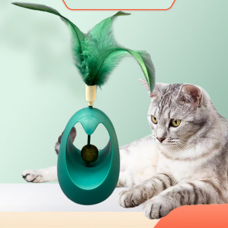 Interactive Cat Toy with Feather Wand and Catnip Ball