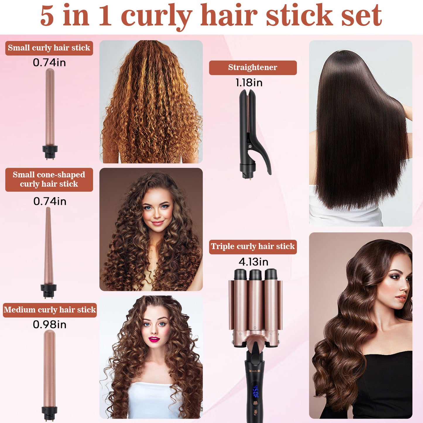 Interchangeable Multi-Head Curling Iron Styler