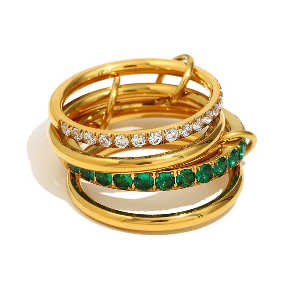 Interlocking Stackable Zircon Rings