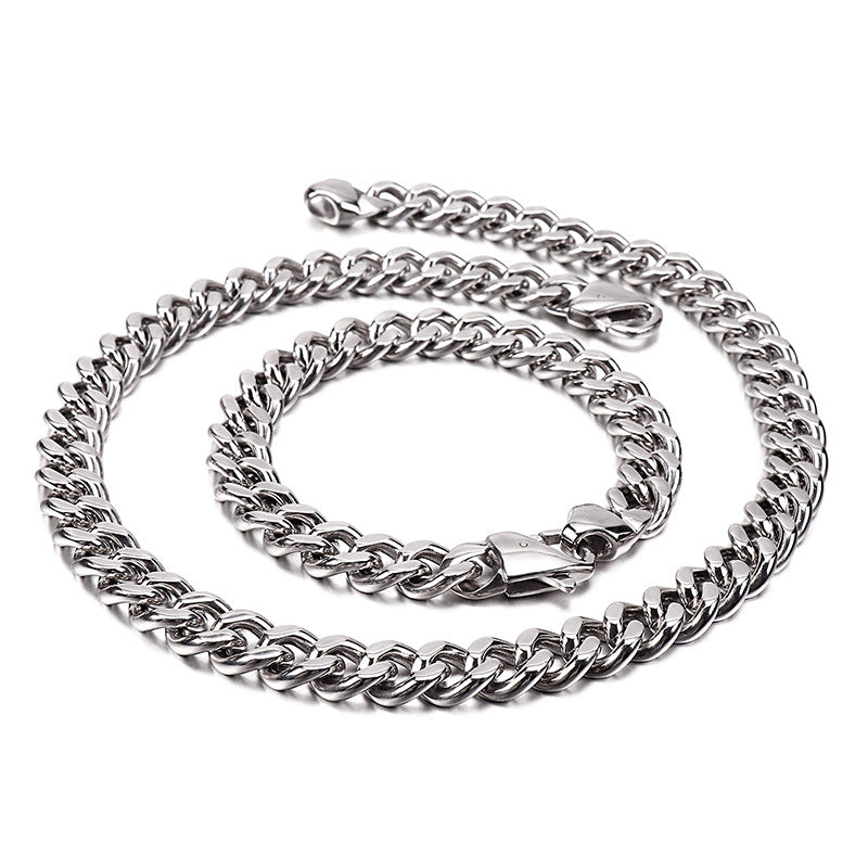 Interlocking Stainless Steel Chain Necklace and Bracelet