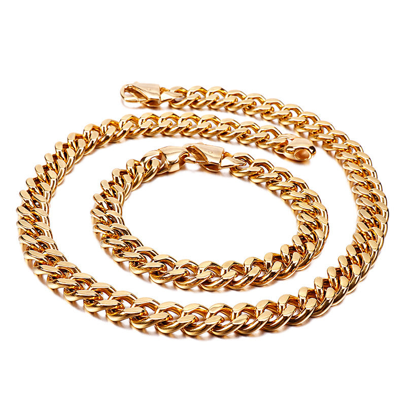 Interlocking Stainless Steel Chain Necklace and Bracelet