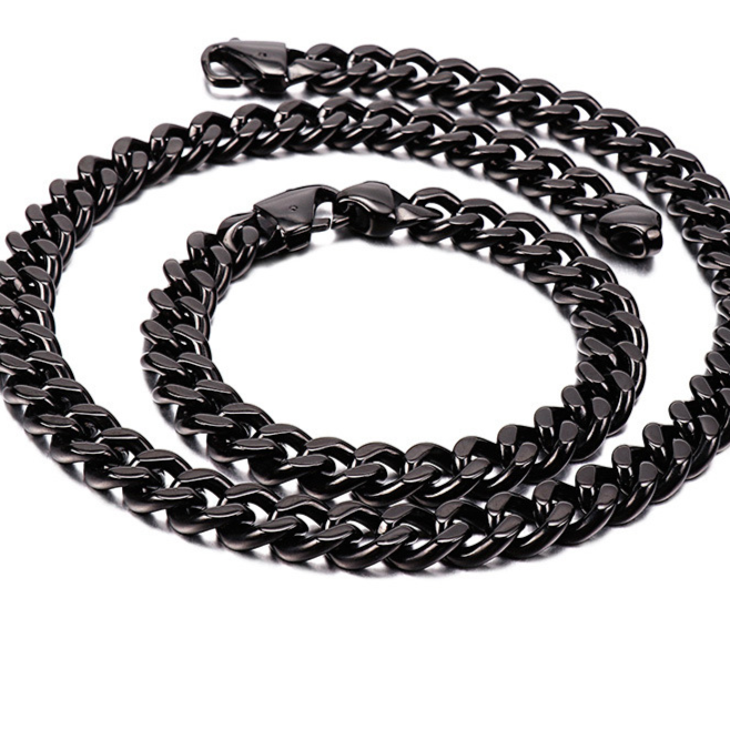 Interlocking Stainless Steel Chain Necklace and Bracelet