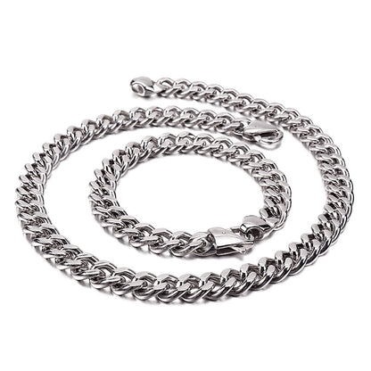 Interlocking Stainless Steel Chain Necklace and Bracelet