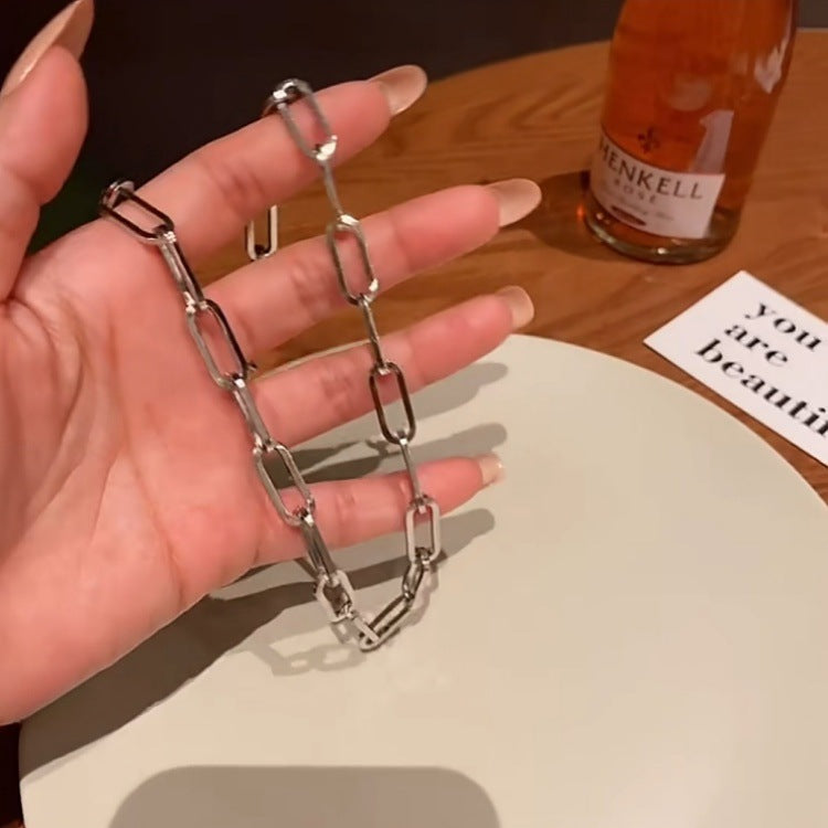 Interlocking Titanium Steel Necklace Unisex Minimalist Design