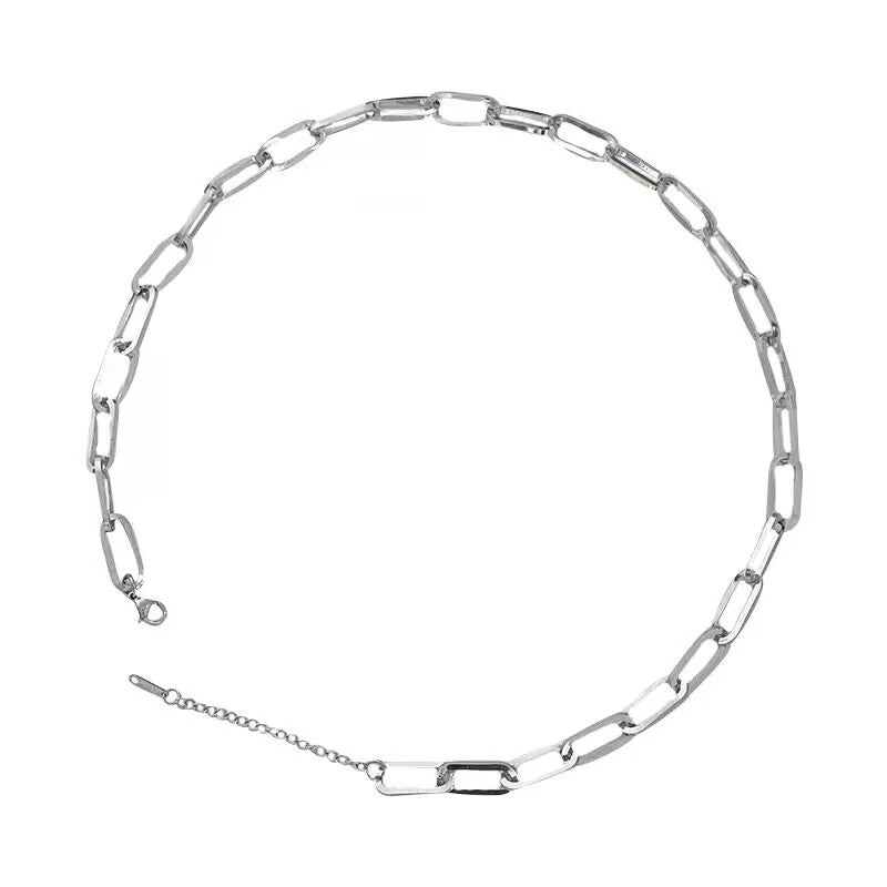 Interlocking Titanium Steel Necklace Unisex Minimalist Design