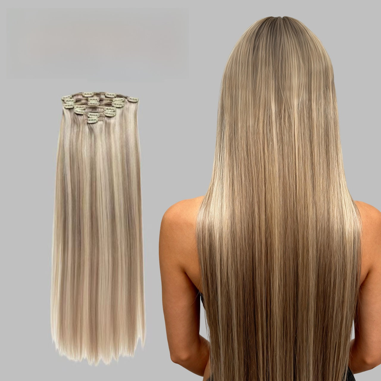 Invisible Clip-On Hair Extensions Real Human Hair