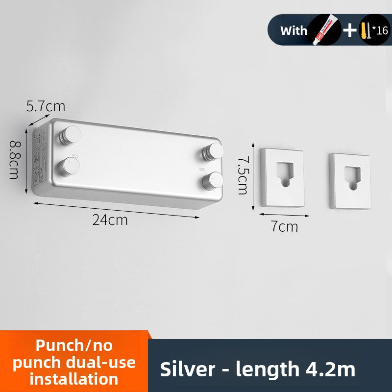 Invisible retractable wall-mounted clothes drying double rope