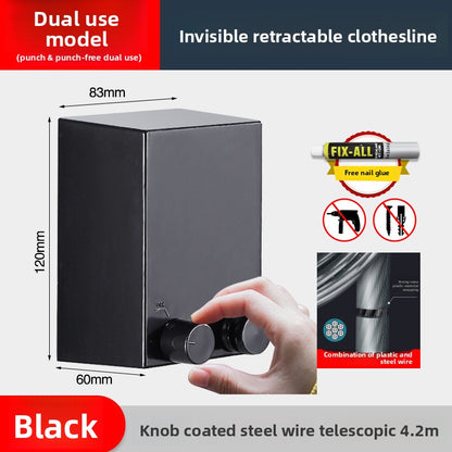Invisible retractable wall-mounted clothes drying double rope
