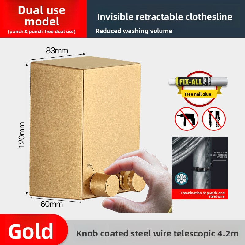 Invisible retractable wall-mounted clothes drying double rope