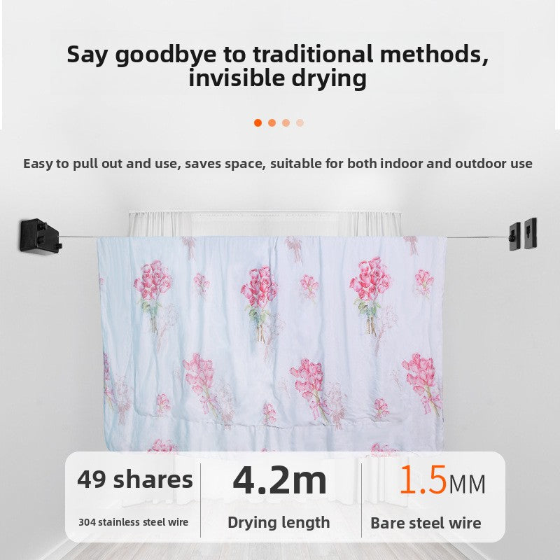 Invisible retractable wall-mounted clothes drying double rope
