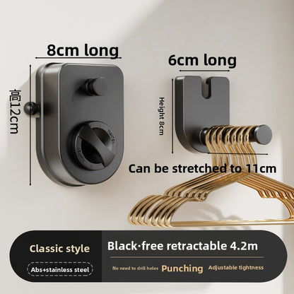 Invisible retractable wall-mounted clothes drying double rope