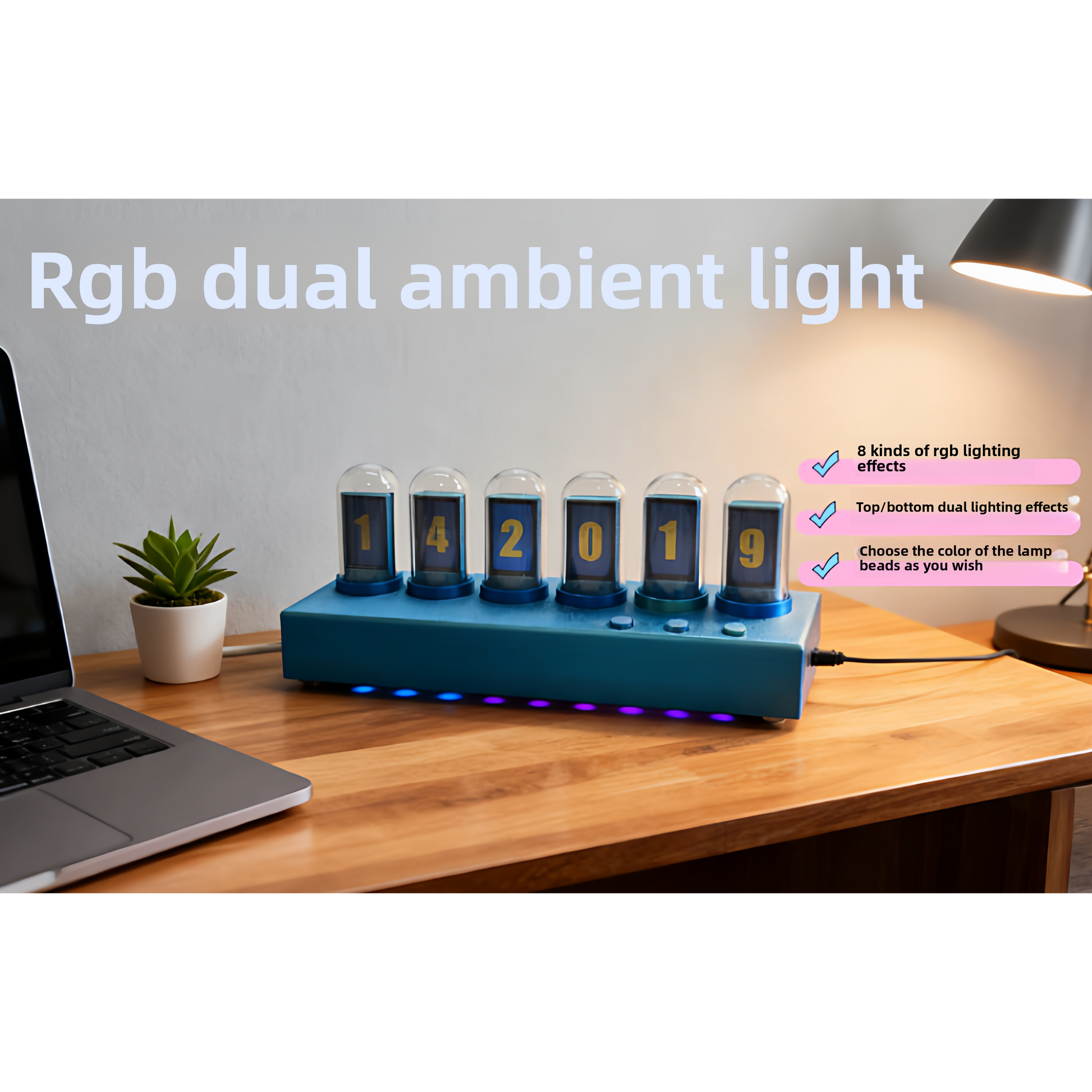 IPS Nixie Tube Clock with RGB Lighting