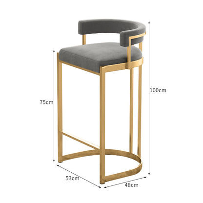 Iron Art Backrest Bar Stool Nordic Minimalist High Stool