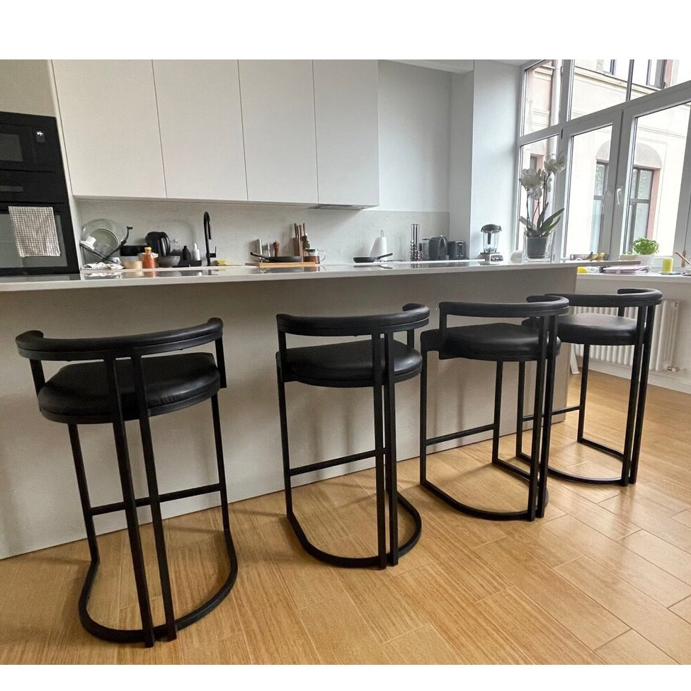 Iron Art Backrest Bar Stool Nordic Minimalist High Stool