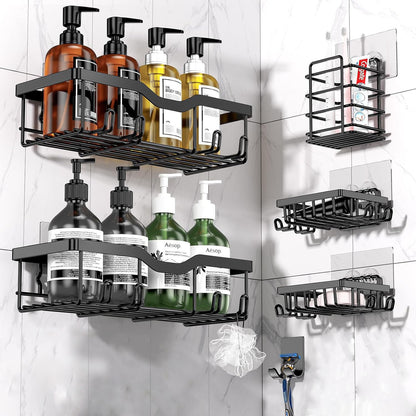 Iron Bathroom Storage Rack with No-Drill Mounting
