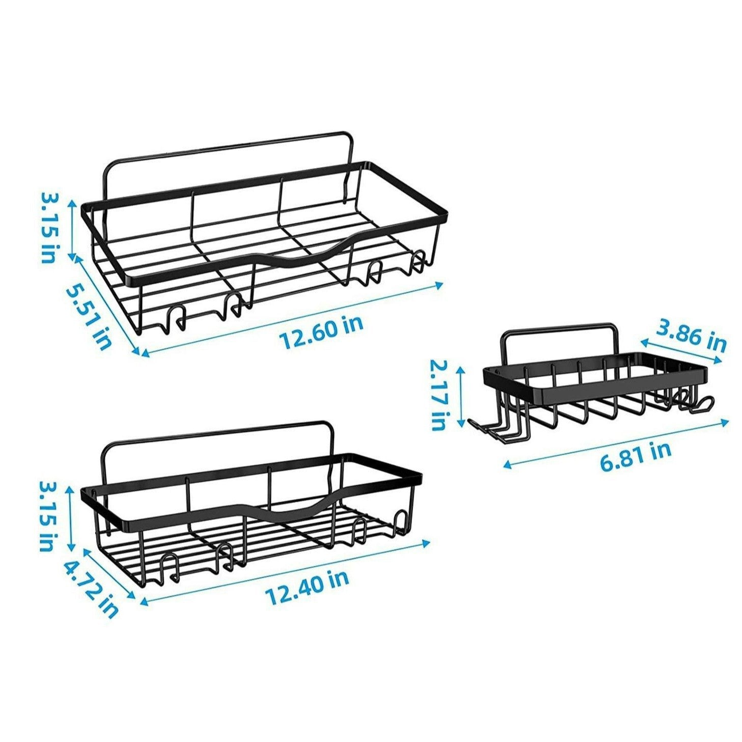 Iron Bathroom Storage Rack with No-Drill Mounting