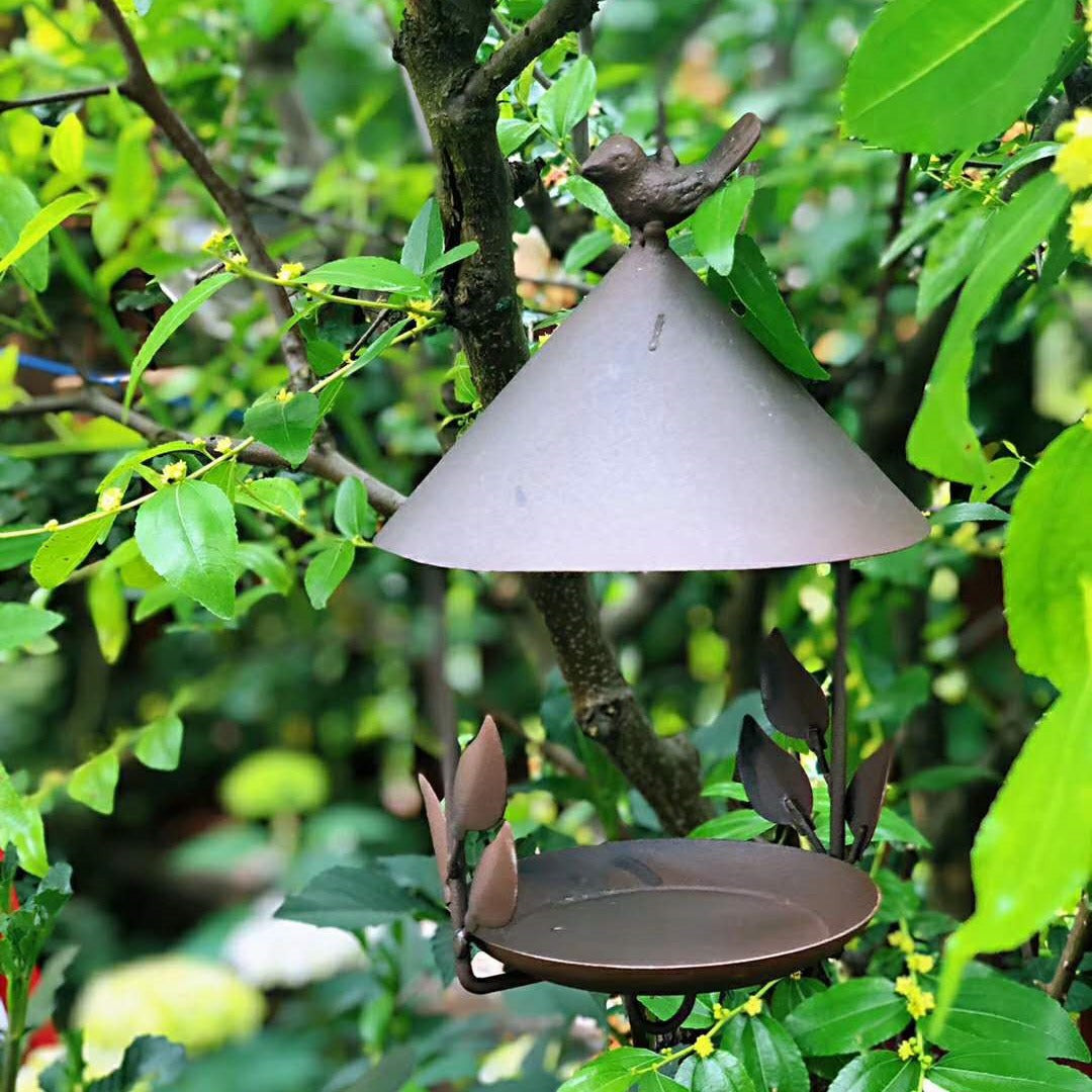 Iron Vintage Bird House Feeder Garden Ornament