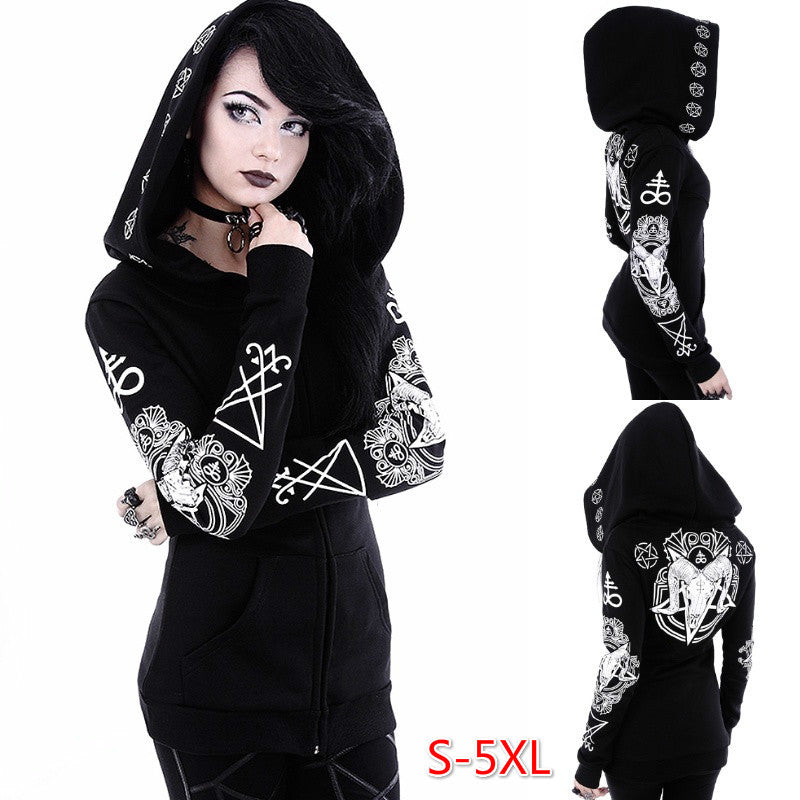 Irregular Black Hooded Sweatshirt