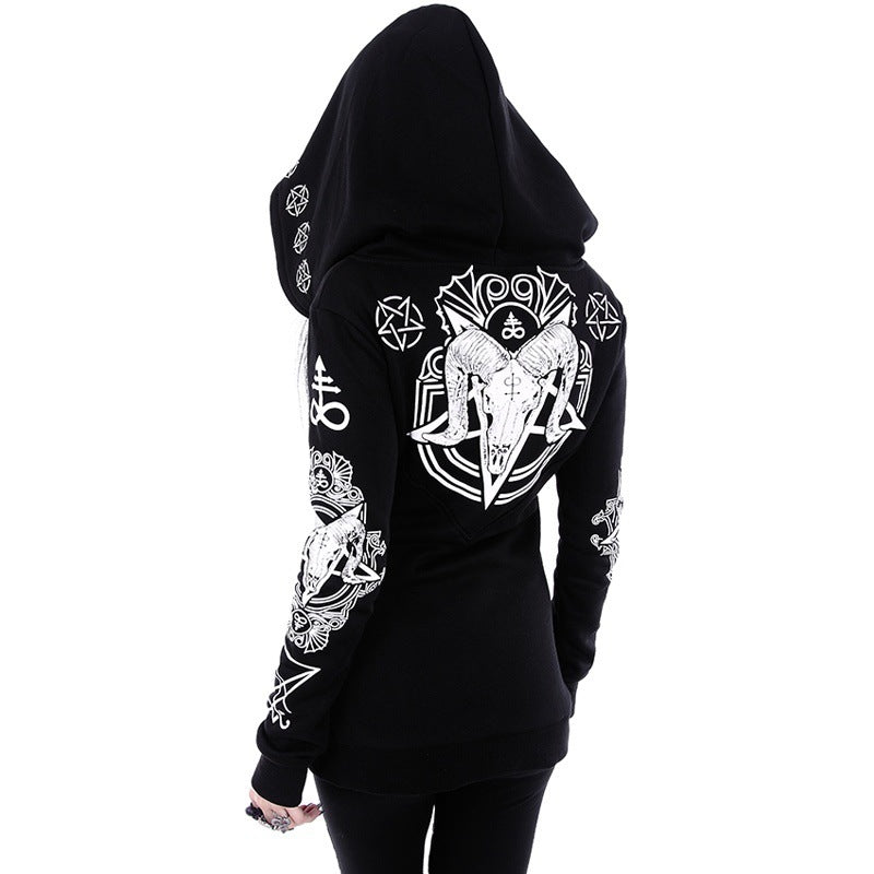 Irregular Black Hooded Sweatshirt