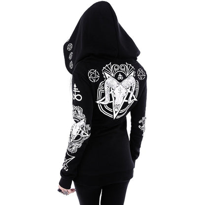 Irregular Black Hooded Sweatshirt