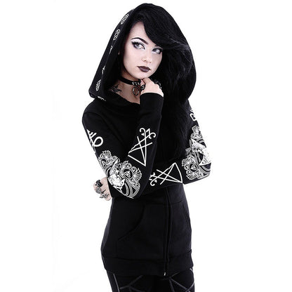 Irregular Black Hooded Sweatshirt