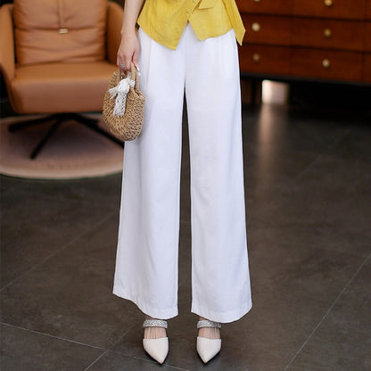 Irregular Button - Detailed Tie - Waist Short - Sleeve Shirt and High - Waisted Wide