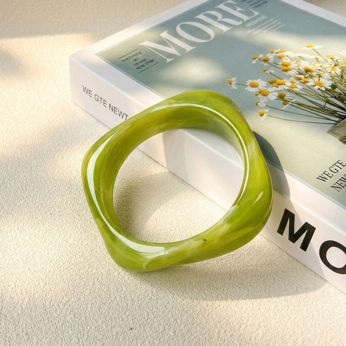 Irregular Geometric Resin Bracelets with Gradient Pattern