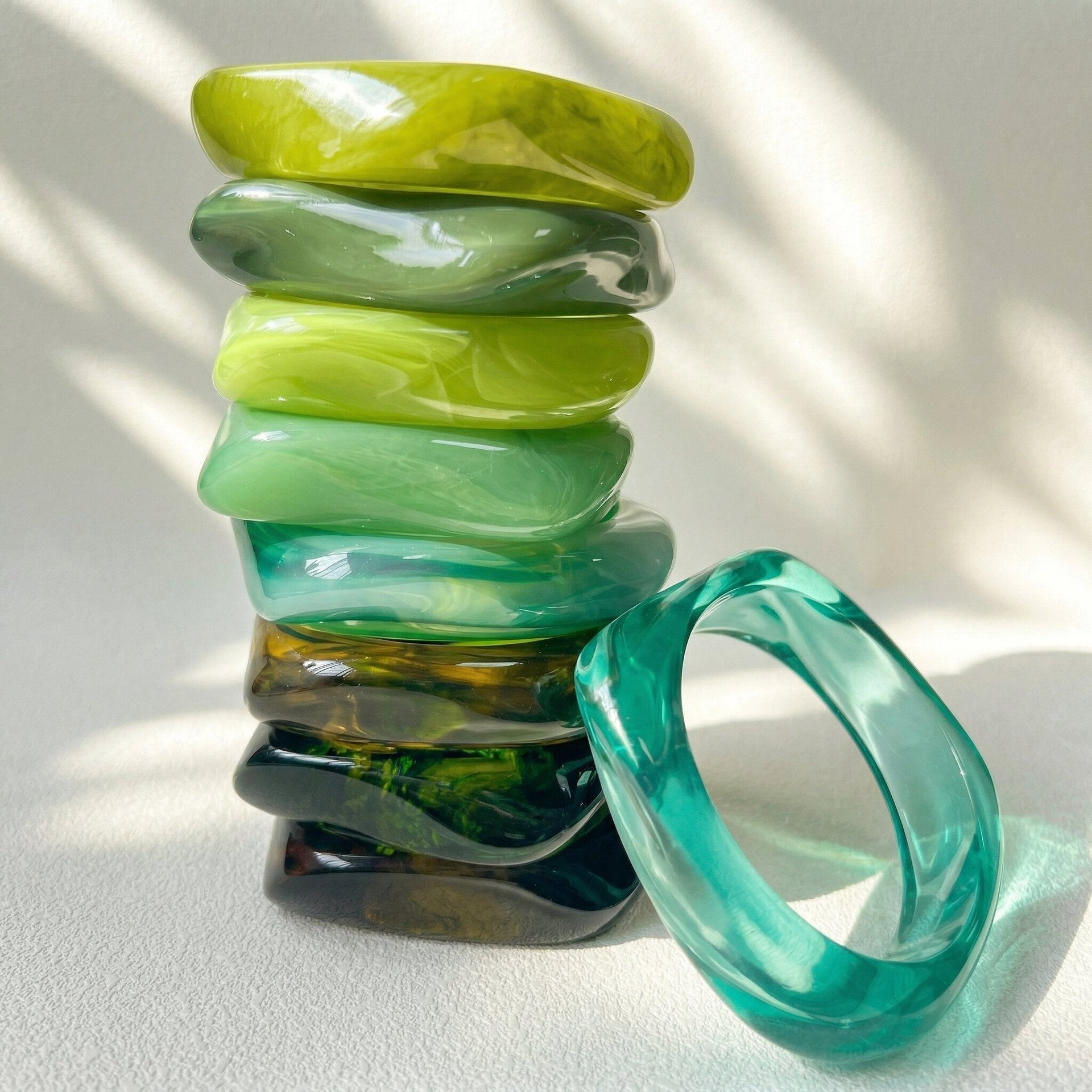 Irregular Geometric Resin Bracelets with Gradient Pattern