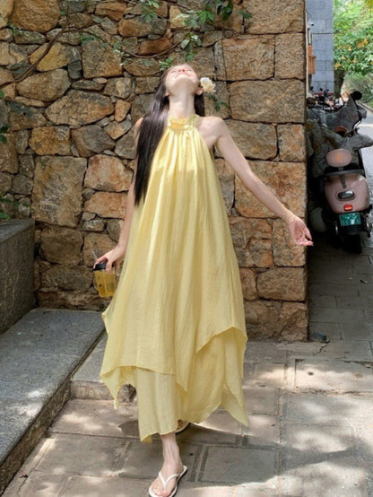 Irregular Halterneck Suspender Dress