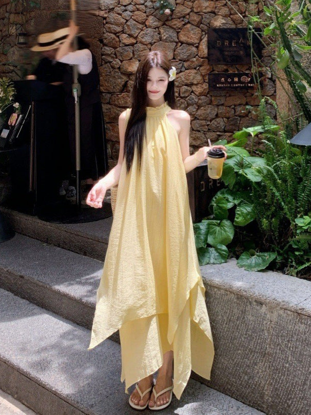 Irregular Halterneck Suspender Dress