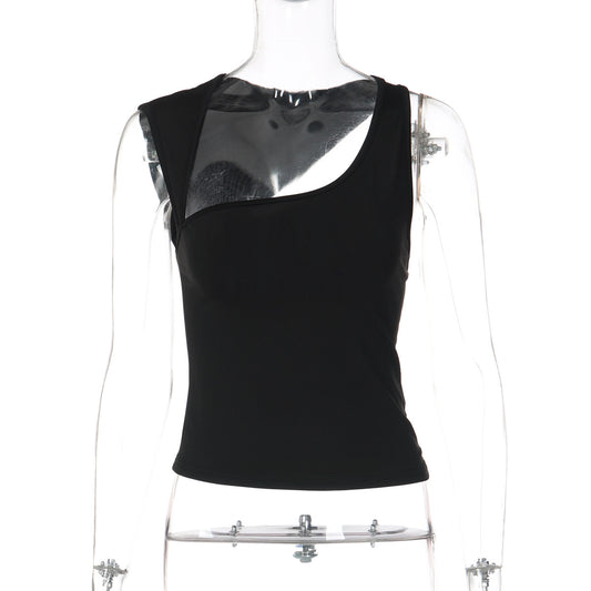 Irregular-neck vest top