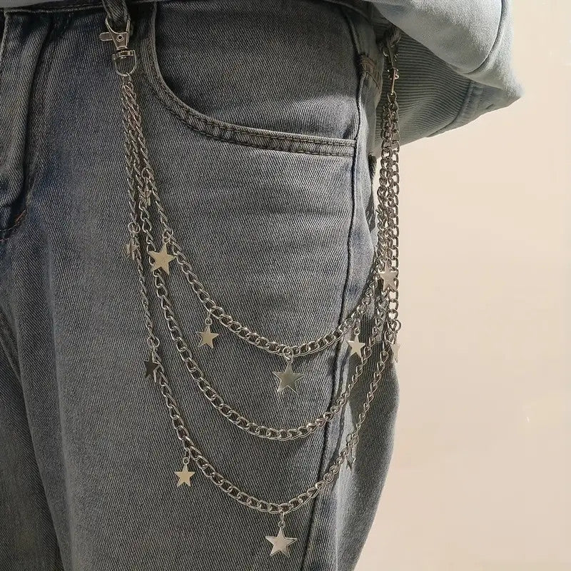 Irregular pearl patchwork pants chain