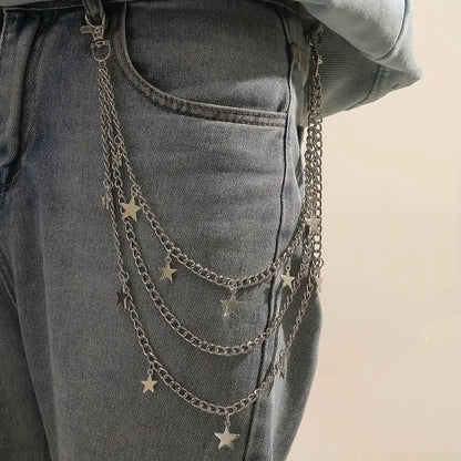Irregular pearl patchwork pants chain