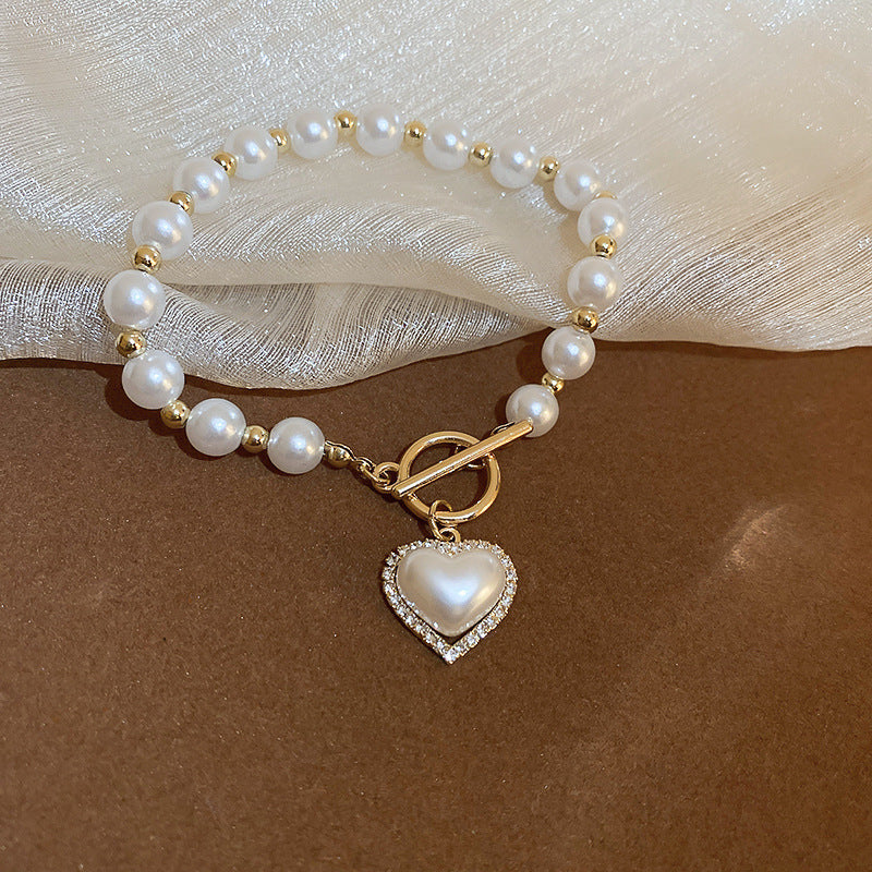 Irregular Pearl T-shaped Buckle Bracelet