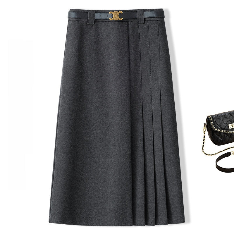 Irregular pleated midi skirt