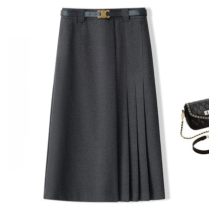 Irregular pleated midi skirt