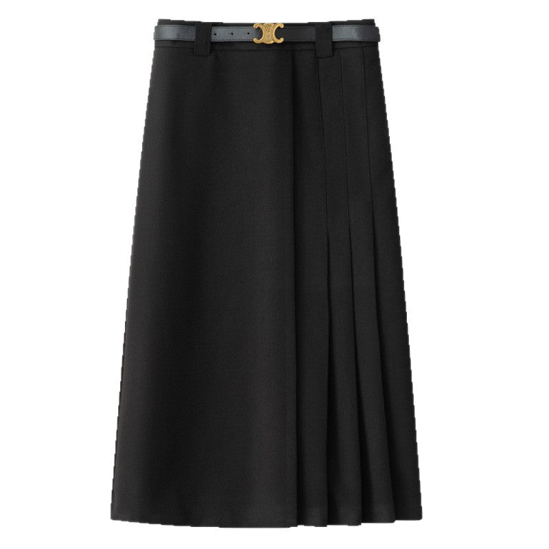 Irregular pleated midi skirt