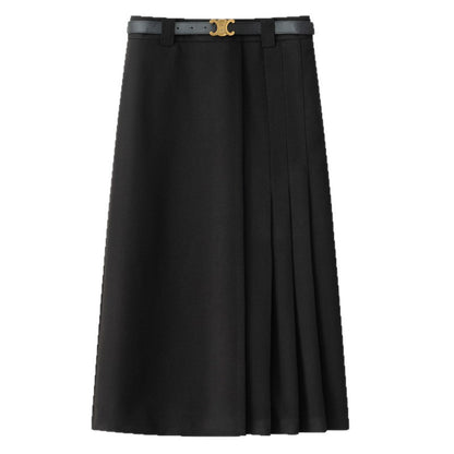 Irregular pleated midi skirt