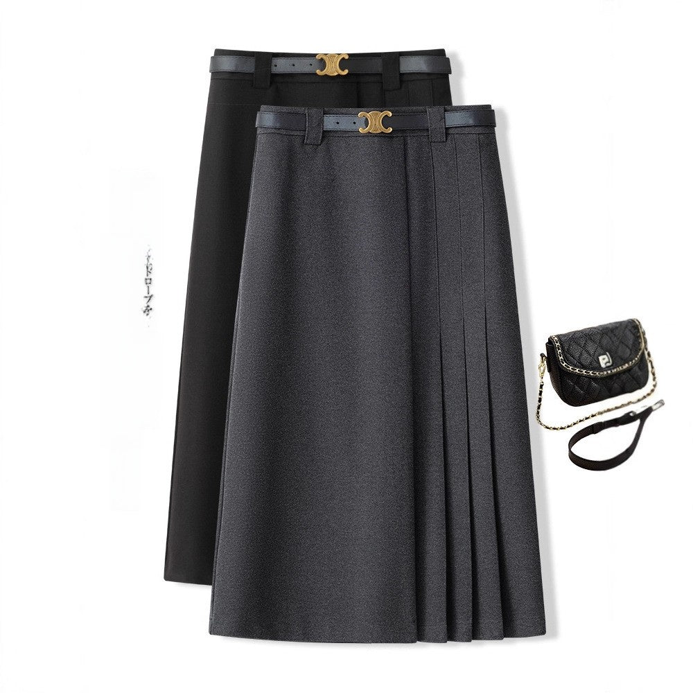 Irregular pleated midi skirt