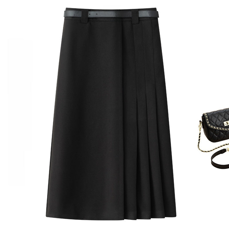 Irregular pleated midi skirt