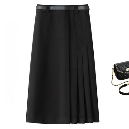 Irregular pleated midi skirt