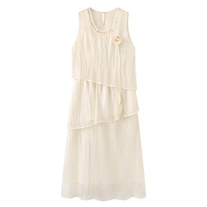 Irregular ruffled seaside resort Kirishima walking dress