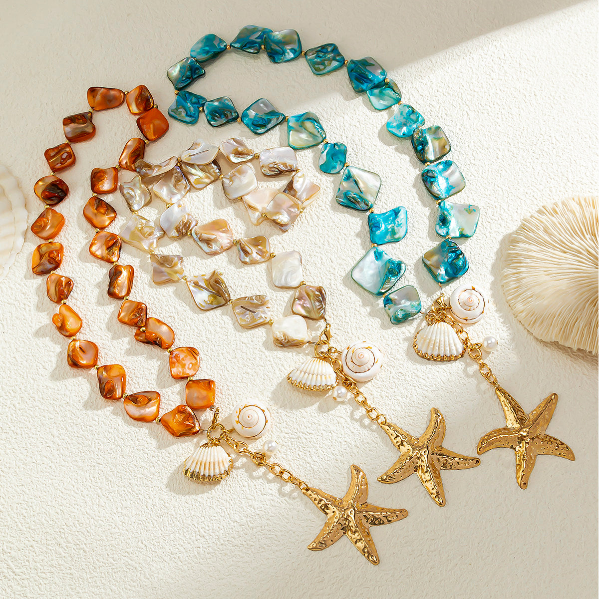 Irregular starfish shell necklace