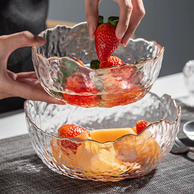 Irregular transparent colored glass bowl