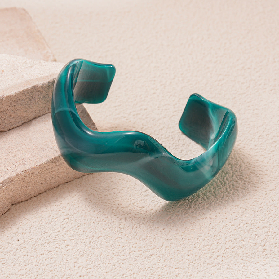 Irregular Wave Resin Open Bracelet