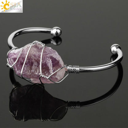 Irregularly shaped crystal wrapped bracelet