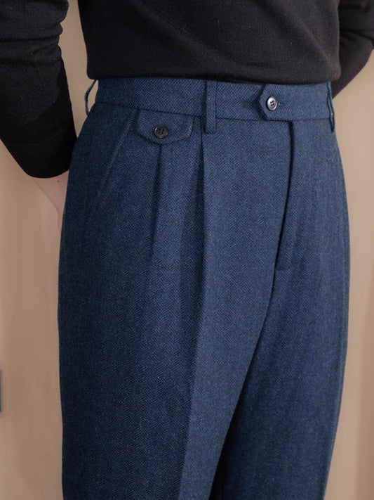 Italian Herringbone Mens Cropped Pants