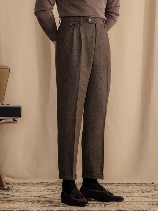 Italian Herringbone Mens Cropped Pants