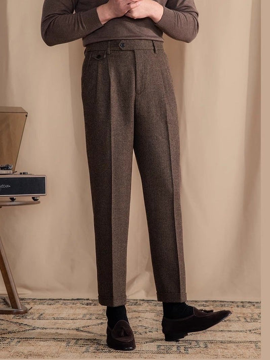 Italian Herringbone Mens Cropped Pants