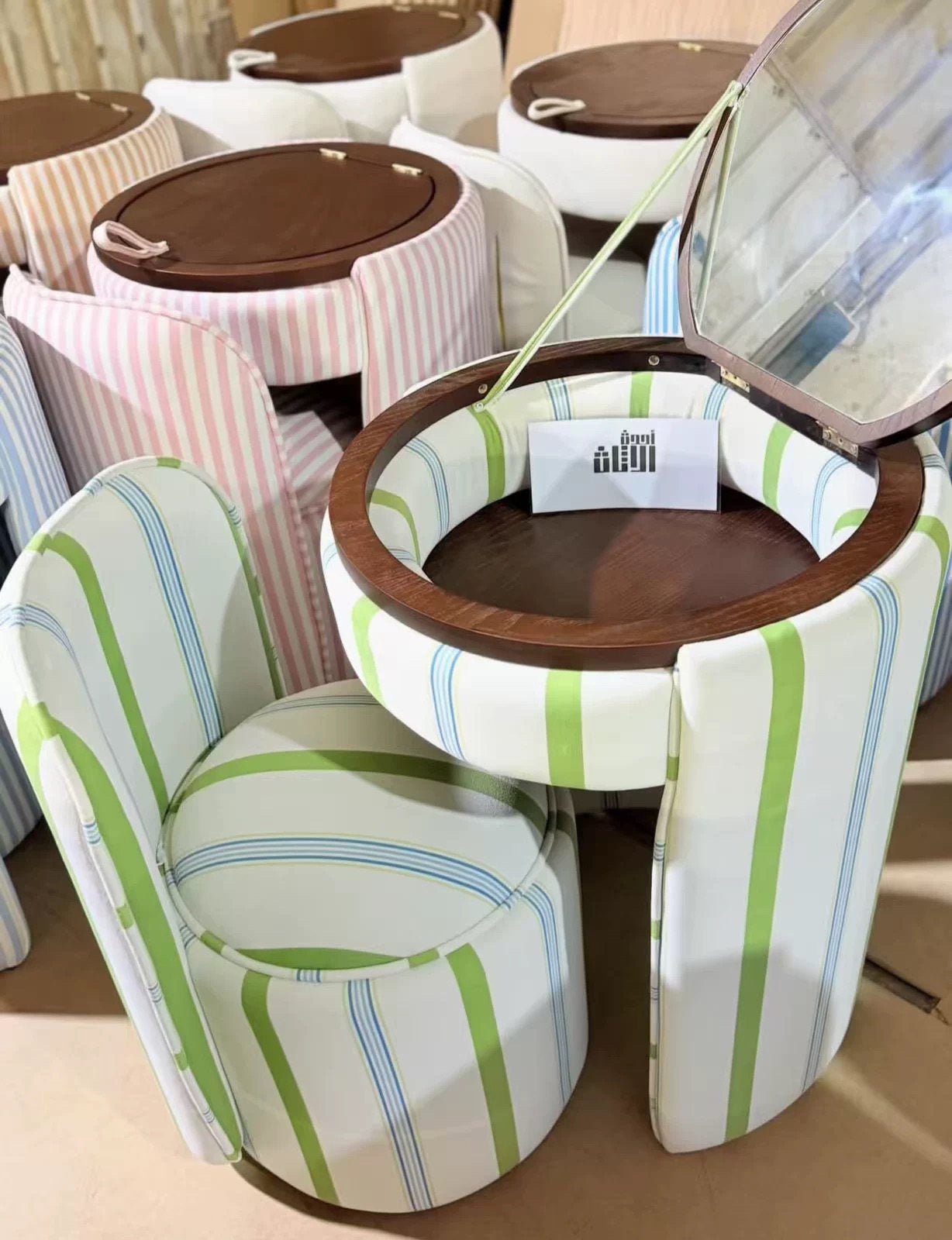 Italian Minimalist Dressing Table with Stool